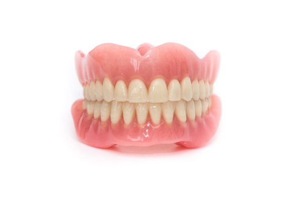 Two,Acrylic,Dentures,Isolated,On,White,Background.