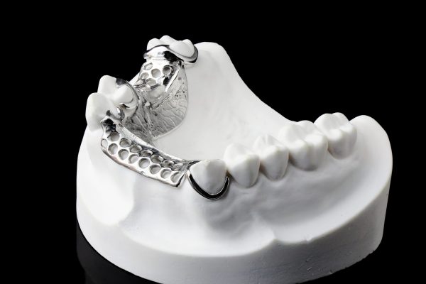 Partial,Denture,On,Black,Background